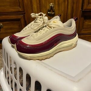 Nike Women's Air Max 97 in Cream and Burgundy